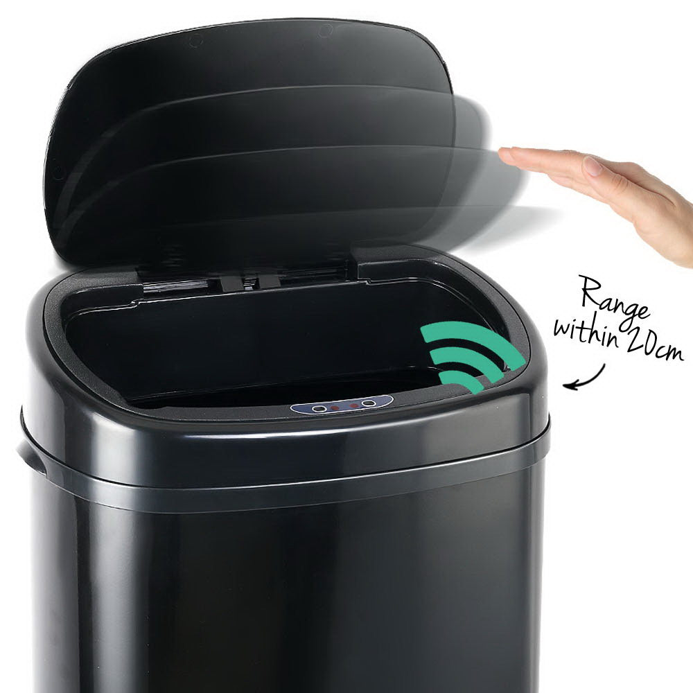 58L Motion Sensor Rubbish Bin - Black | Auzzi Store