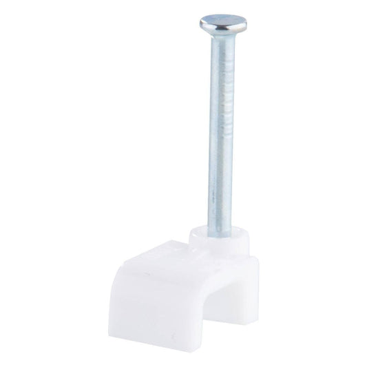 Deta 7mm White Flat Cable Clips - 100 Pack - Durable Plastic - 5mm x 5mm x 10mm