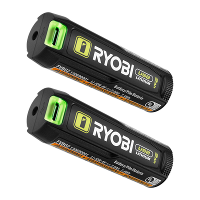 Ryobi USB Lithium Battery Power Bank Twin Pack - 2 x 2.0Ah - LED Gauge