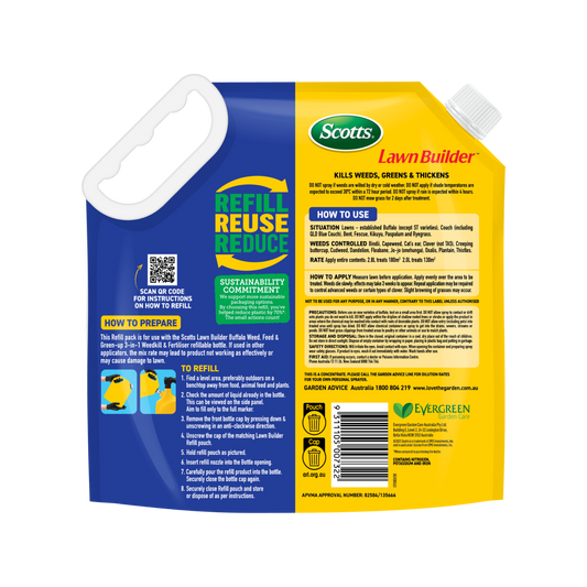 Scotts Lawn Builder Buffalo Weed Feed Green Up Refill Pouch - 2.5kg - 3-in-1 Weed Control – view 2 - Auzzistore