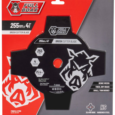 Full Boar Brush Cutter Blade - 255mm x 4t - Hardened Steel - Durable Cutting