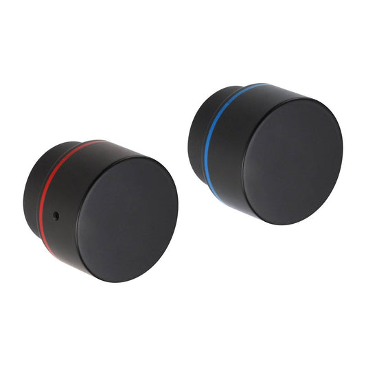Shaw Mason Black Round Jumper Valve Wall Top Assembly - Pair - 185mm x 75mm x 70mm - Temperature Indicators - Auzzistore