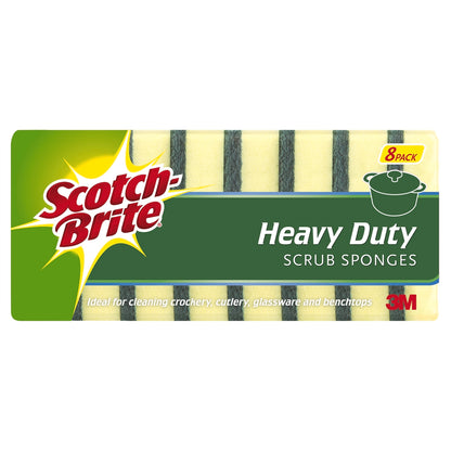 3M Scotch-Brite 120mm x 80mm Heavy Duty Scrub Sponges - 8 Pack