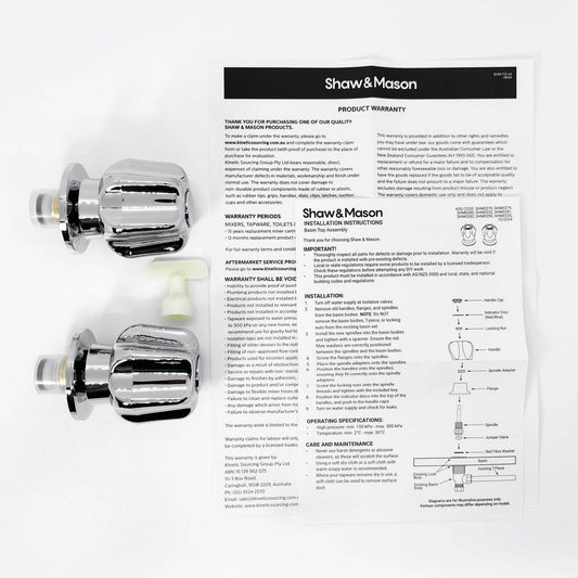 Shaw Mason Chrome Star Style Basin Top Assembly Pair - 140mm x 120mm - Easy Install – view 2 - Auzzistore