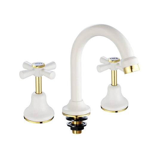 Shaw Mason Ivory Basin Set - 290mm x 70mm x 195mm - Brass Construction - Gold Trim