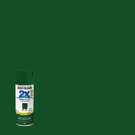 Rust Oleum 2x Ultra Cover Satin Spray Paint 340g - Seaweed Green - Fast Drying – view 2 - Auzzistore