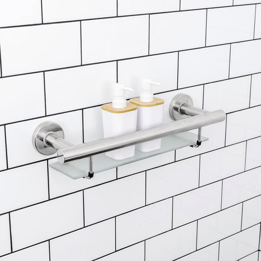 Evekare Bath Shelf With Grab Rail - 488mm Stainless Steel - Supports 250kg – view 2