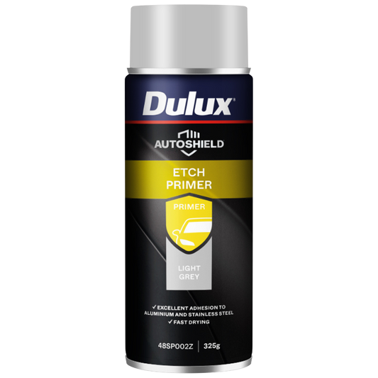 Dulux Autoshield Spray Paint 340g Grey Etch Primer - Metal Adhesion, Corrosion Resistance - Auzzistore