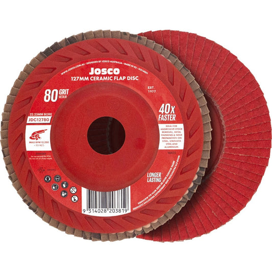 Josco Ceramic Flap Disc 127mm 80G - Fast Cutting - Weld Preparation – view 2 - Auzzistore