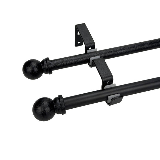 Pillar 16 25mm Black Double Universal Curtain Rod Bracket - 1 Pair - Adjustable Support for Sheer & Blockout Curtains – view 2 - Auzzistore