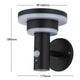Arlec Solar LED Wall Light 18cm 400lm Black - Motion Sensor - IP44 Weatherproof
