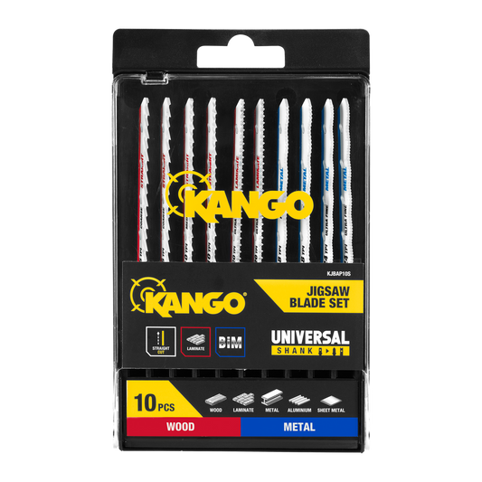 Kango 10 Piece All Purpose Jigsaw Blade Set - 102mm x 13mm x 124mm - Bi-Metal Blades for Timber & Metal Cutting - Auzzistore