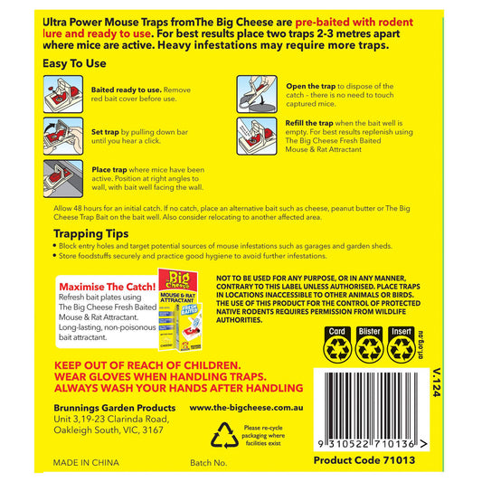 The Big Cheese Ultra Power Mouse Trap - 2 Pack - Plastic - Reusable – view 2 - Auzzistore