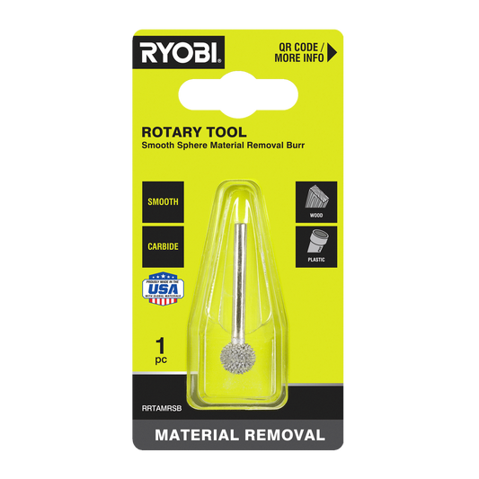 Ryobi Rotary Smooth Sphere Material Removal Burr - 51mm x 21mm x 101mm - Durable Carbide - Auzzistore