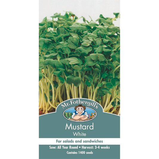 Mr Fothergill Mustard Vegetable Seeds 75mm Green White Easy Grow - Auzzistore