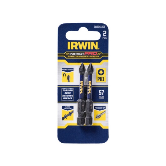 Irwin Impact Pro Performance Bit - 57mm - 2 Pack - Magnetised Tips - Auzzistore