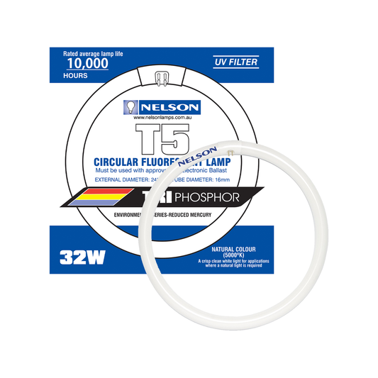 Nelson T5 Fluorescent Tube 32W 245mm Glass Natural White Benefit - Auzzistore