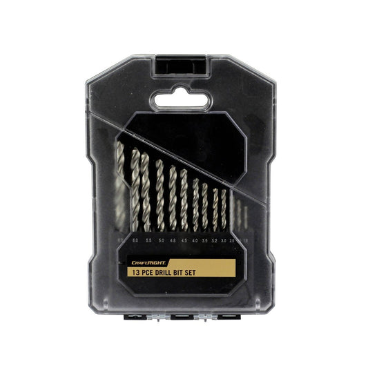 Craftright 13 Piece Drill Bit Set - HSS Steel - 1.5mm to 6.5mm - Precision Drilling - Auzzistore