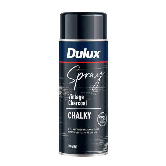 Dulux Spray Paint Chalky 340g Vintage Charcoal - Fast Drying - Self-Priming - Auzzistore