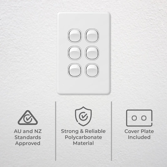 Deta Vertical X6 Six Switch - Polycarbonate - Classic Design - 16A – view 2 - Auzzistore