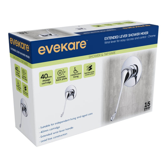Evekare Chrome Extended Wrist Lever Shower Mixer - 130mm x 270mm - Easy Access – view 2