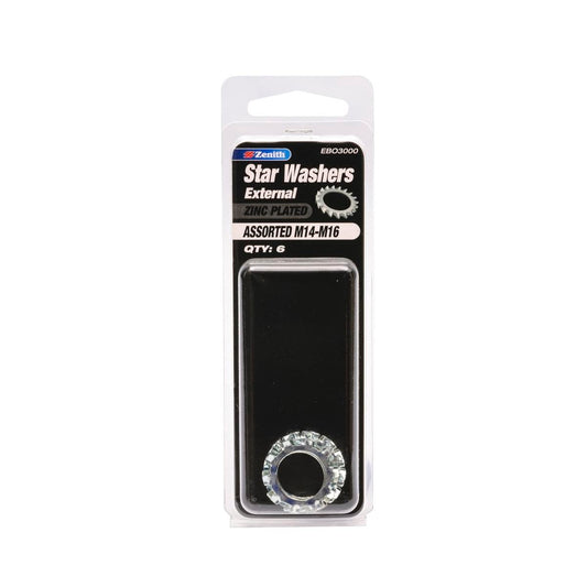 Zenith Star Washer 6 Pack M14 M15 M16 Zinc Plated Steel Reliable Locking - Auzzistore