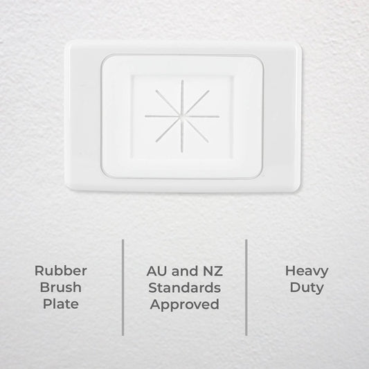 Deta Heavy Duty Rubber Brush Plate - 13mm x 75mm x 115mm - White - Cable Management – view 2 - Auzzistore