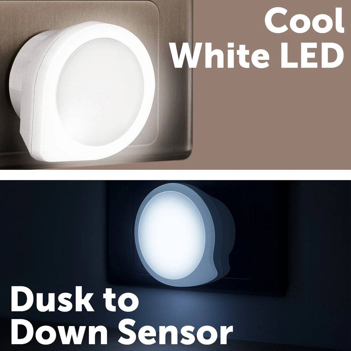 Arlec Mini Q Shaped Auto Night Light - Twin Pack - PC - Compact Design