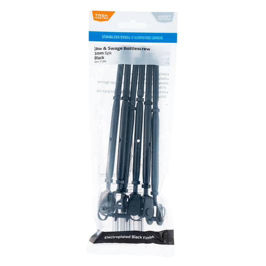 Taskmaster 3mm Black Stainless Steel Jaw and Swage Bottle Screw 6 Pack - Tensioning Wire Balustrading Systems - Auzzistore