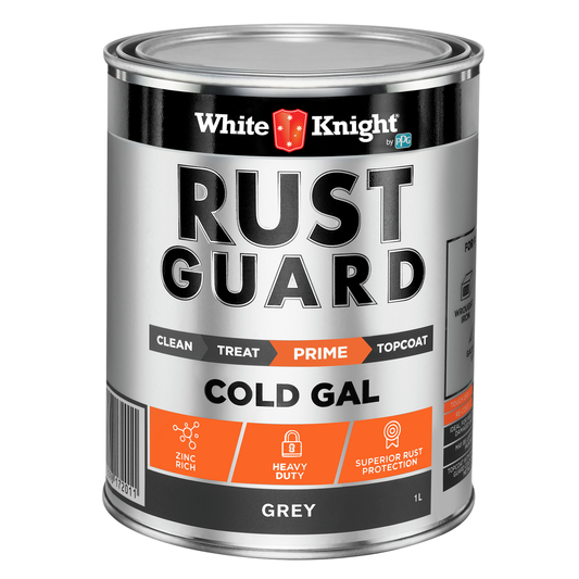 White Knight Rust Guard Cold Gal Primer Paint 1L - Zinc-Rich Grey Coating - Fast Drying Rust Protection - Auzzistore