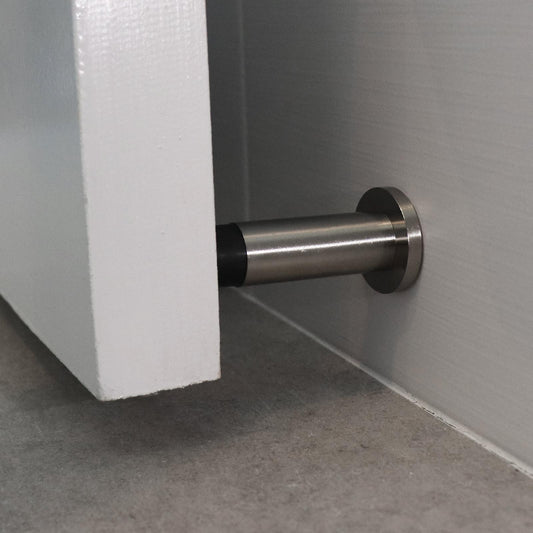 Adoored 60mm Satin Chrome Door Stop - Steel - Non Marking - Stylish Design