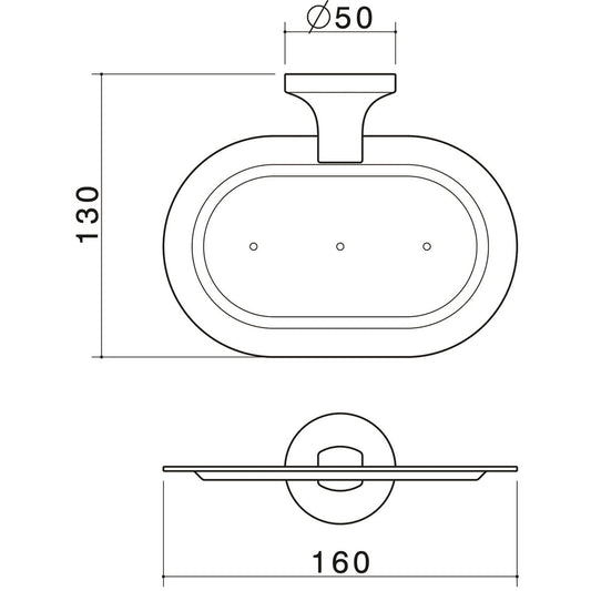 Caroma Sahara Soap Dish - 160mm x 130mm - Brass - Chrome Finish – view 2
