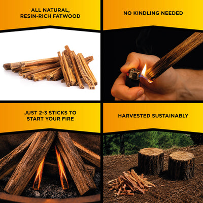 Fatwood All Natural Fire Ignition - 100% Natural Firestarter - Easy Use
