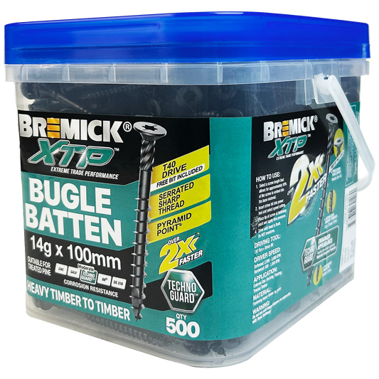 Bremick XTP Bugle Batten 14g x 100mm - 500 Pack - Black - Fast Installation - Auzzistore