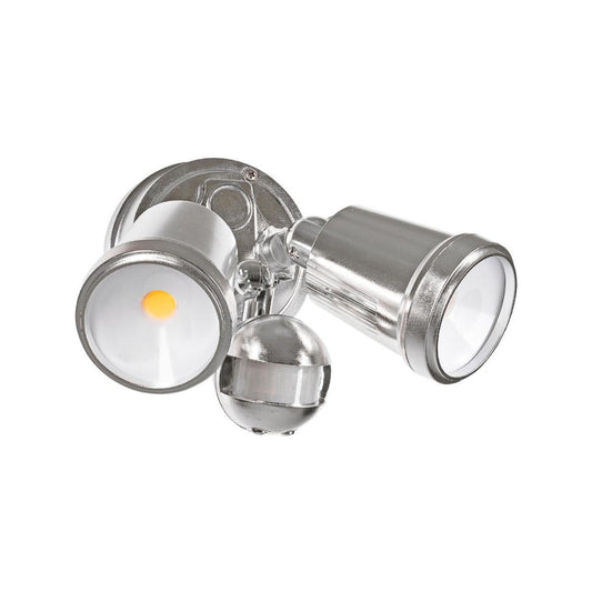 Brilliant Nickel Raptor III Twin Security Light - 20W - Adjustable Heads - PIR Sensor - Outdoor Use