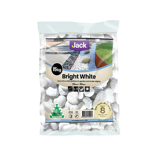 Jack Bright White Decorative Pebble 35-50mm Garden Edging Mulch - Auzzistore