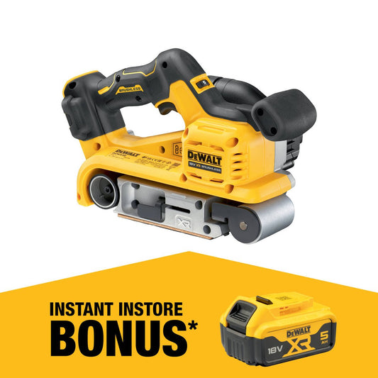 DeWalt 18V Brushless Cordless Belt Sander DCW220N-XJ - 230mm x 170mm x 340mm - Variable Speed Control - Quick Release Belt Change