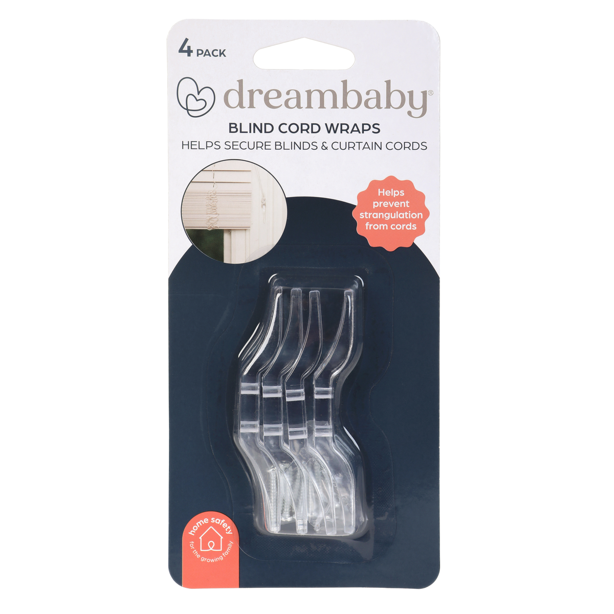 Dreambaby Child Safety Blind Cord Wraps - 4 Pack - Transparent - Safe