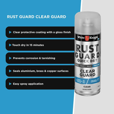 White Knight Rust Guard Clear Spray Paint 300g Quick Dry Protection