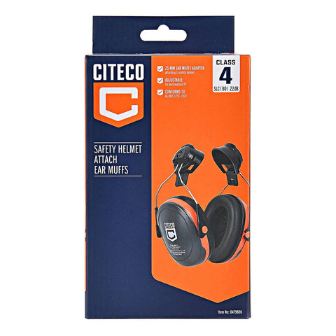 Citeco Ear Muffs Detachable for Helmet - 25mm Hard Hat Connections - Adjustable Fit - Lightweight Comfort - Auzzistore
