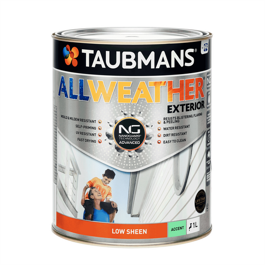 Taubmans 1L Accent Low Sheen All Weather Exterior Paint - Mould Resistant - UV Protection - Auzzistore