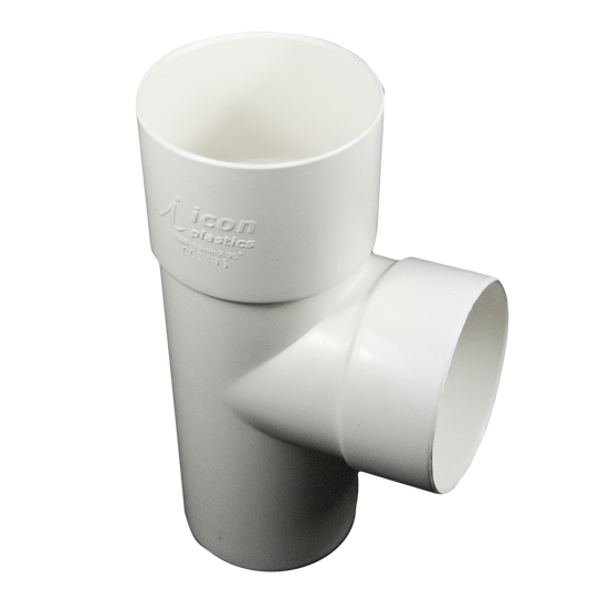 Icon Plastics 65mm 95 PVC Round Junction Downpipe - White - 110mm x 70mm x 190mm – view 2 - Auzzistore