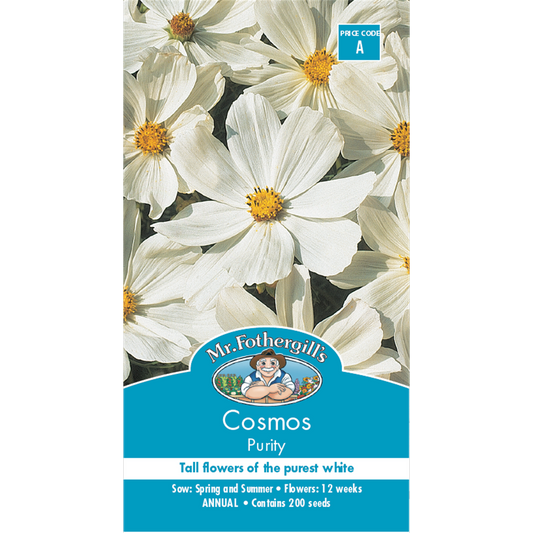 Mr Fothergill S Cosmos Purity Flower Seeds - 90cm - Easy Grow - White - Auzzistore