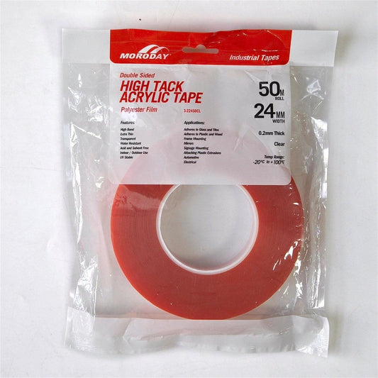 Moroday Double Sided Tape - 24mm x 50m - Polyester - High Tack