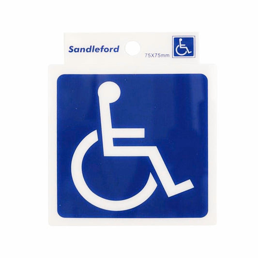 Sandleford Disabled Symbol Self Adhesive Sign - 75mm x 75mm - White/Blue - Auzzistore