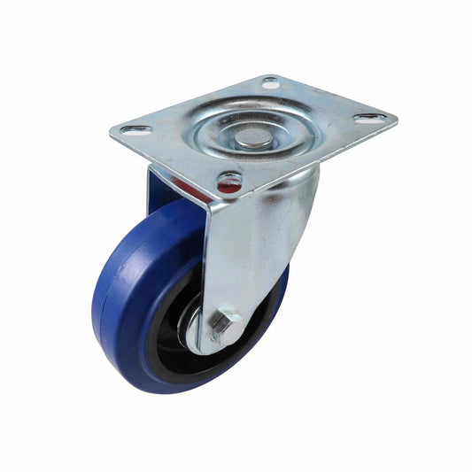 Easyroll Castor - 100mm - Blue Elastic Rubber - Heavy Duty - Auzzistore