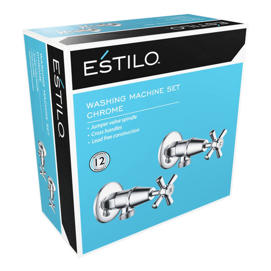 Estilo Chrome Jumper Valve Cross Handle Washing Machine Set - 1245mm x 65mm x 245mm - Lead-Free Construction - Reliable Water Flow Control – view 2 - Auzzistore