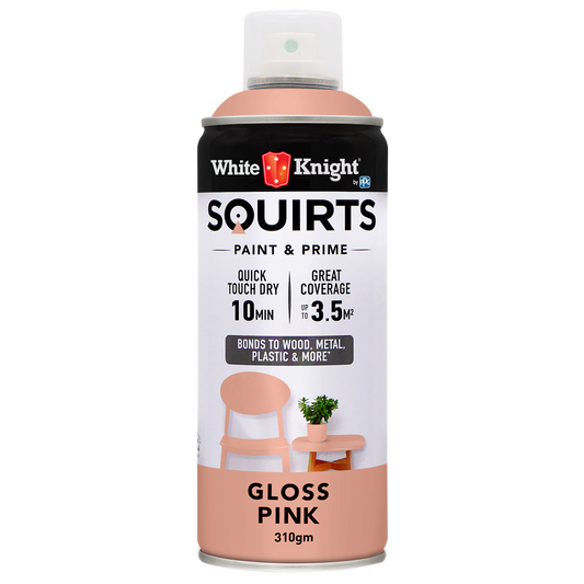 White Knight Squirts Pink Gloss Spray Paint 310g Solvent Based Durable