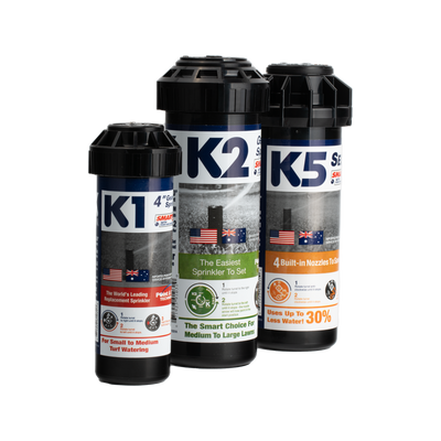 K-Rain K1 Gear Drive Sprinkler - 5m-9m Spray Radius - Plastic - Quiet Performance