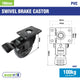 Easyroll Castor - 100mm - Black PVC - Swivel with Brake